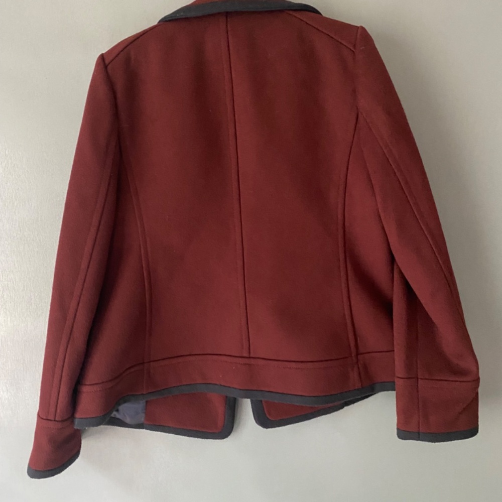J. CREW Nello Gori Women's 6 Wine 100% Wool Double Breasted Peacoat Classic - Picture 3 of 10